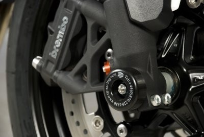Padací chrániče přední vidlice R&G Racing pro TRIUMPH Speed Triple ('11), černé (pár)